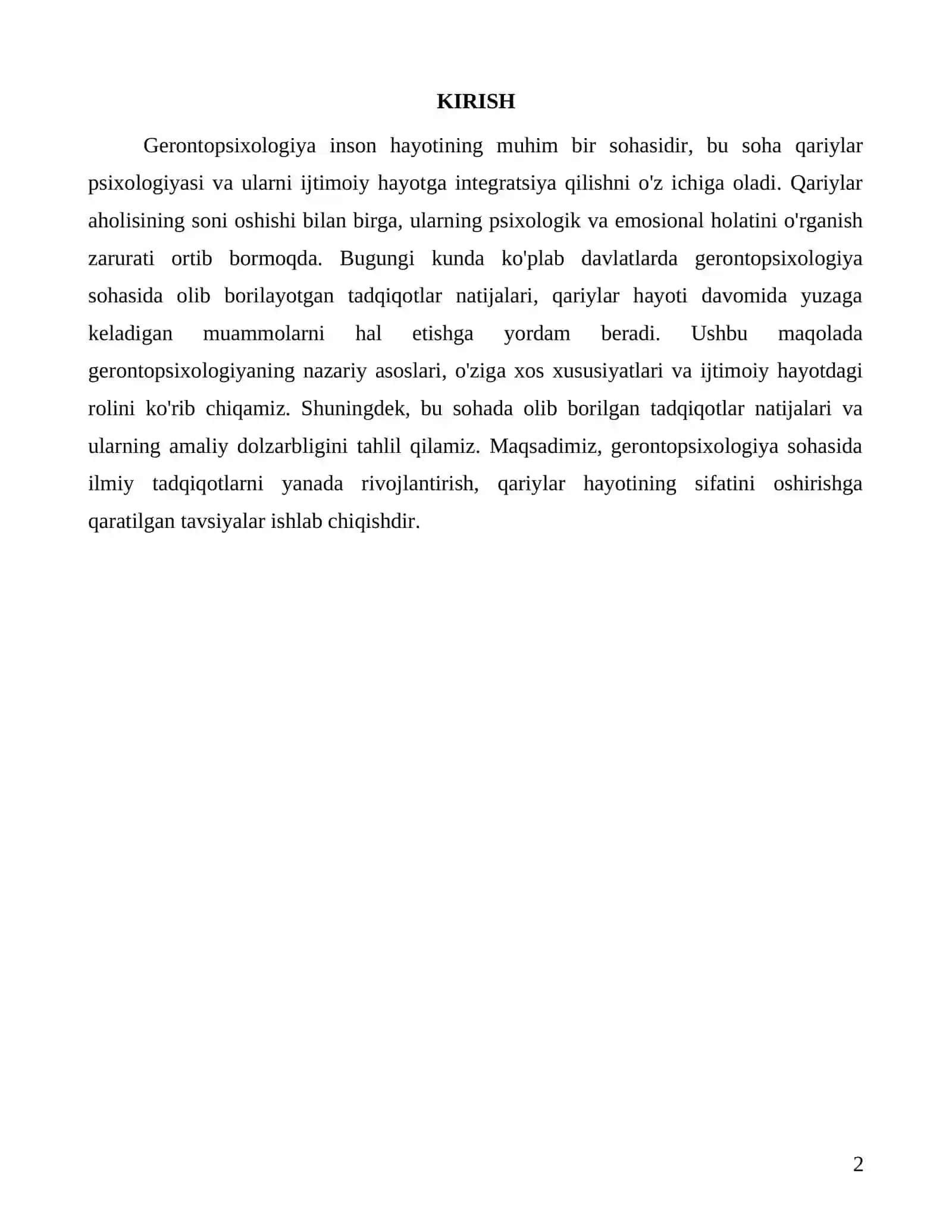 Gerontopsixologiyaning ahamiyati va uning rivojlanishi 2