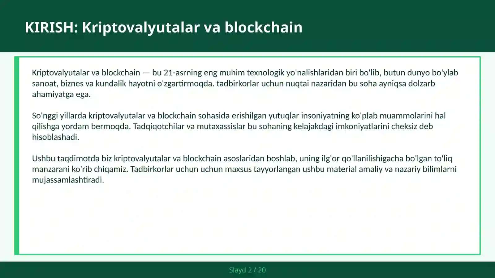 KRIPTOVALYUTALAR VA BLOCKCHAIN 2