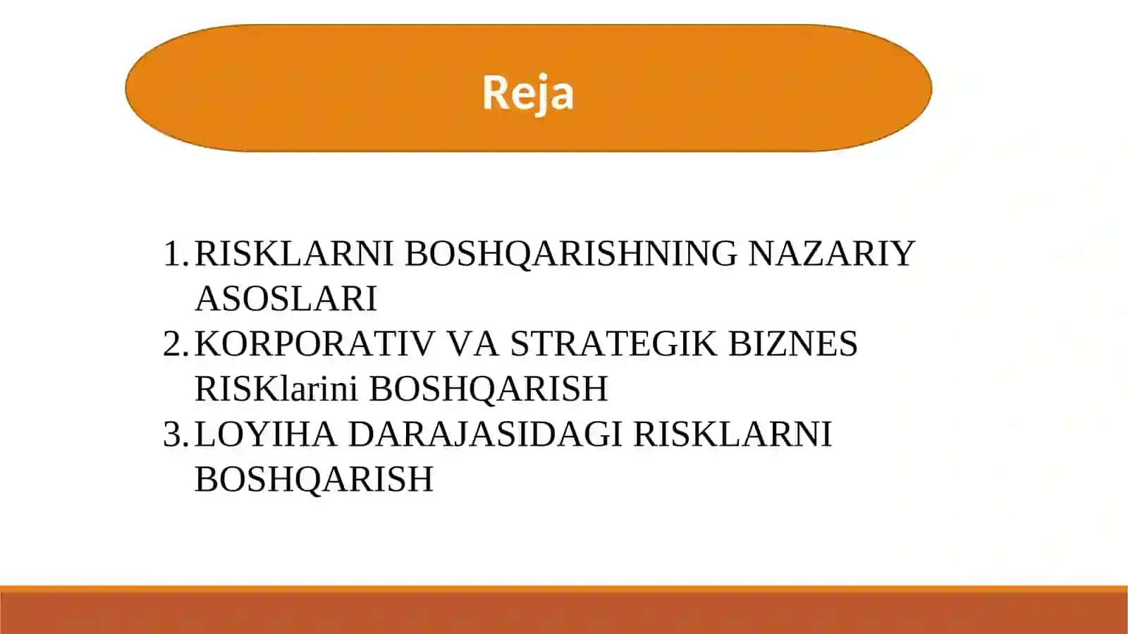Korporativ, strategik biznes va loyiha darajadagi risklarni boshqarish 2