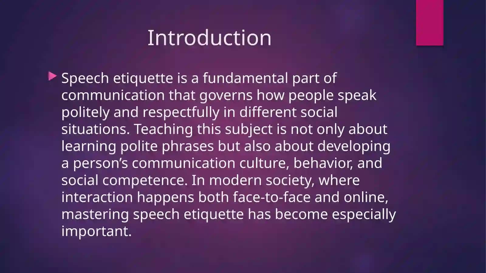 The Purpose of Teaching the Subject of Speech Etiquette 2