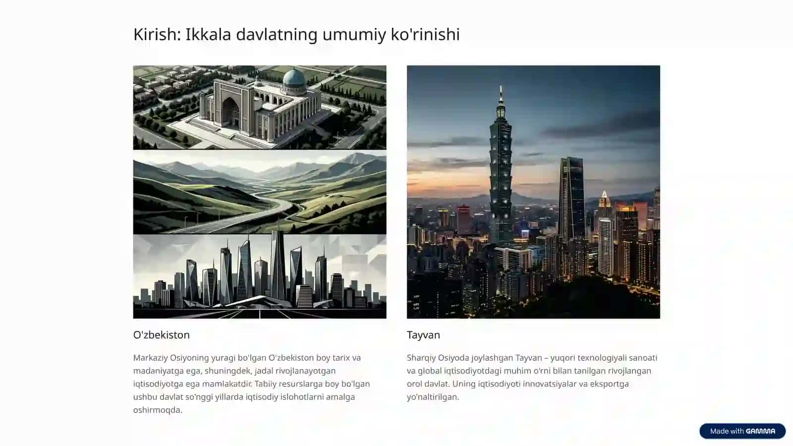 O'zbekiston va Tayvan iqtisodiyotini taqqoslash 2
