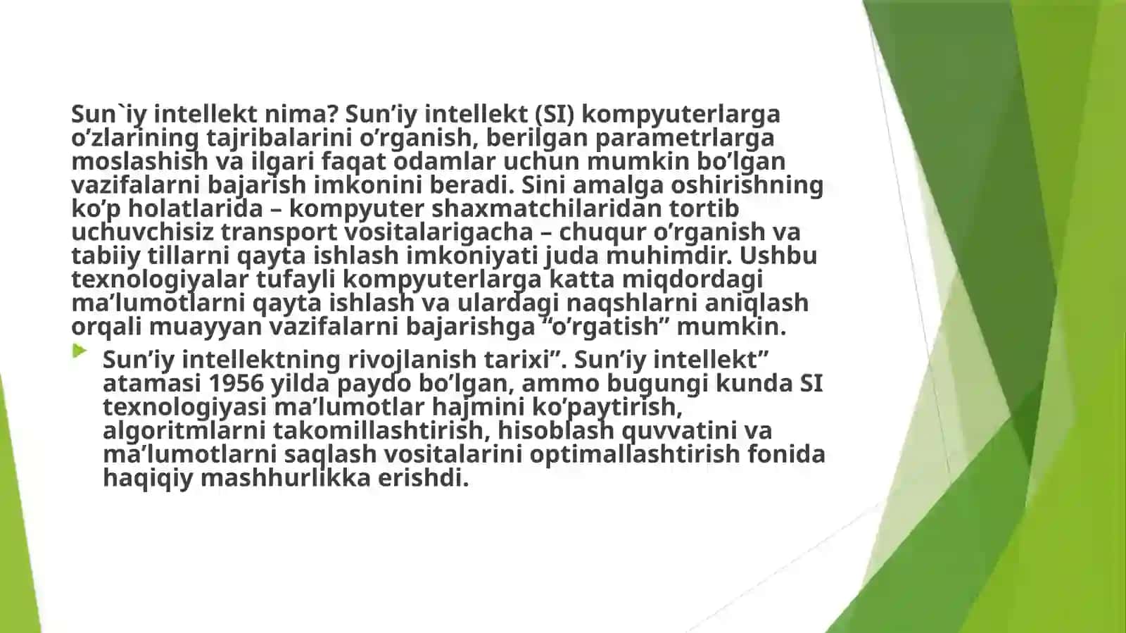 Sun’iy intellekt tizimlari nima? 2