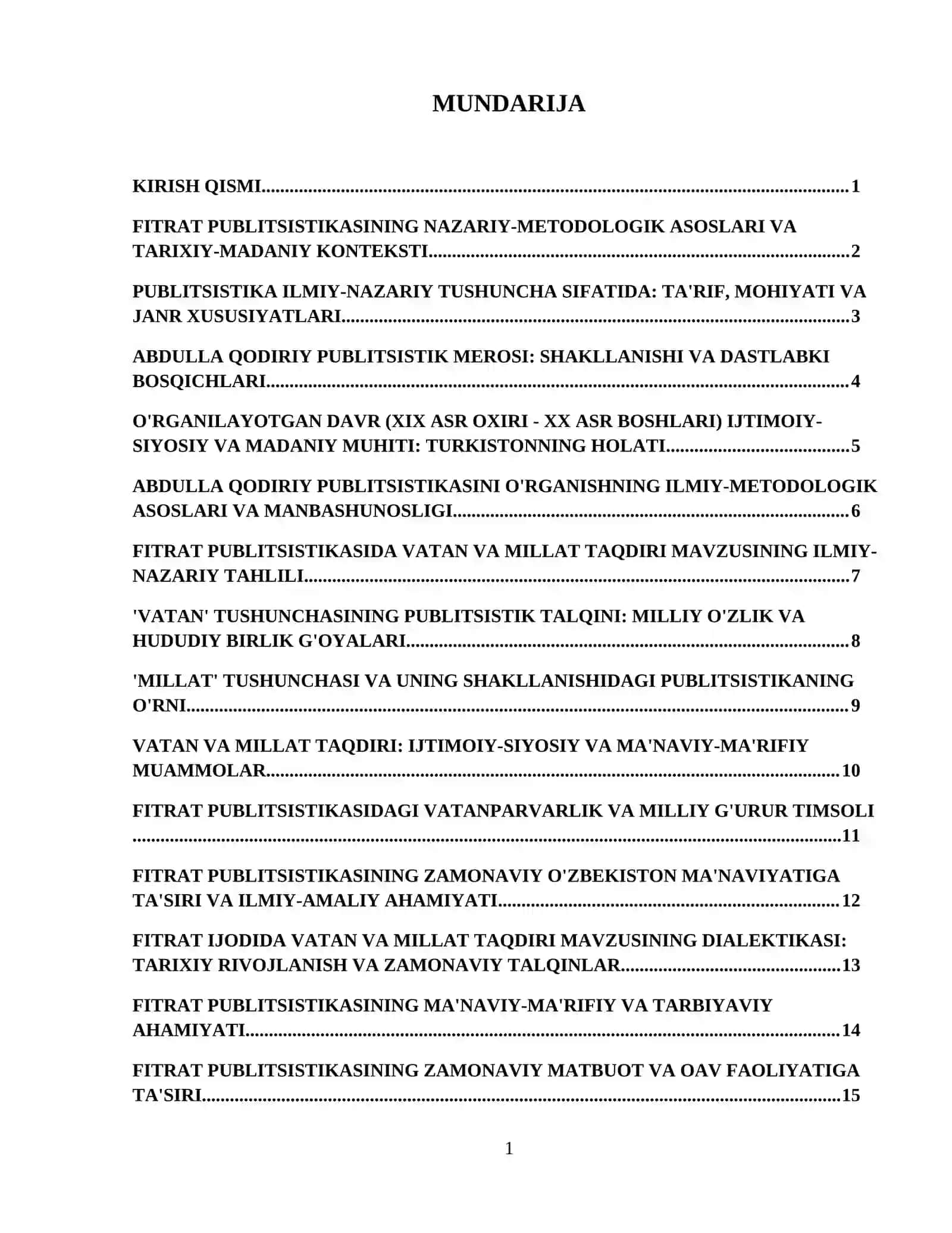 Fitrat publitsistikasida vatan va millat taqdiri 2