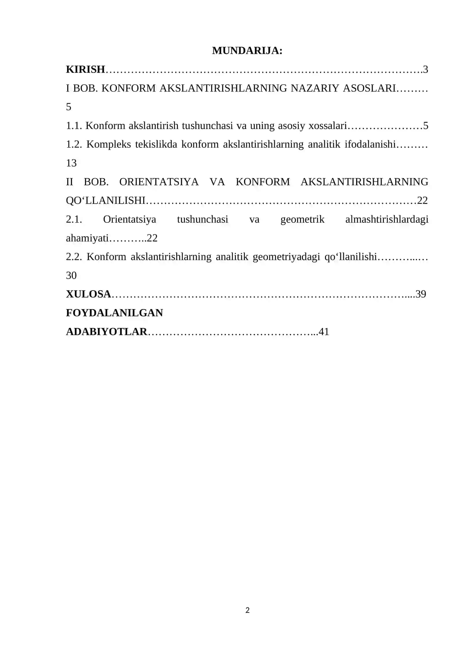 Konform akslantirishlar va orientatsiya 2