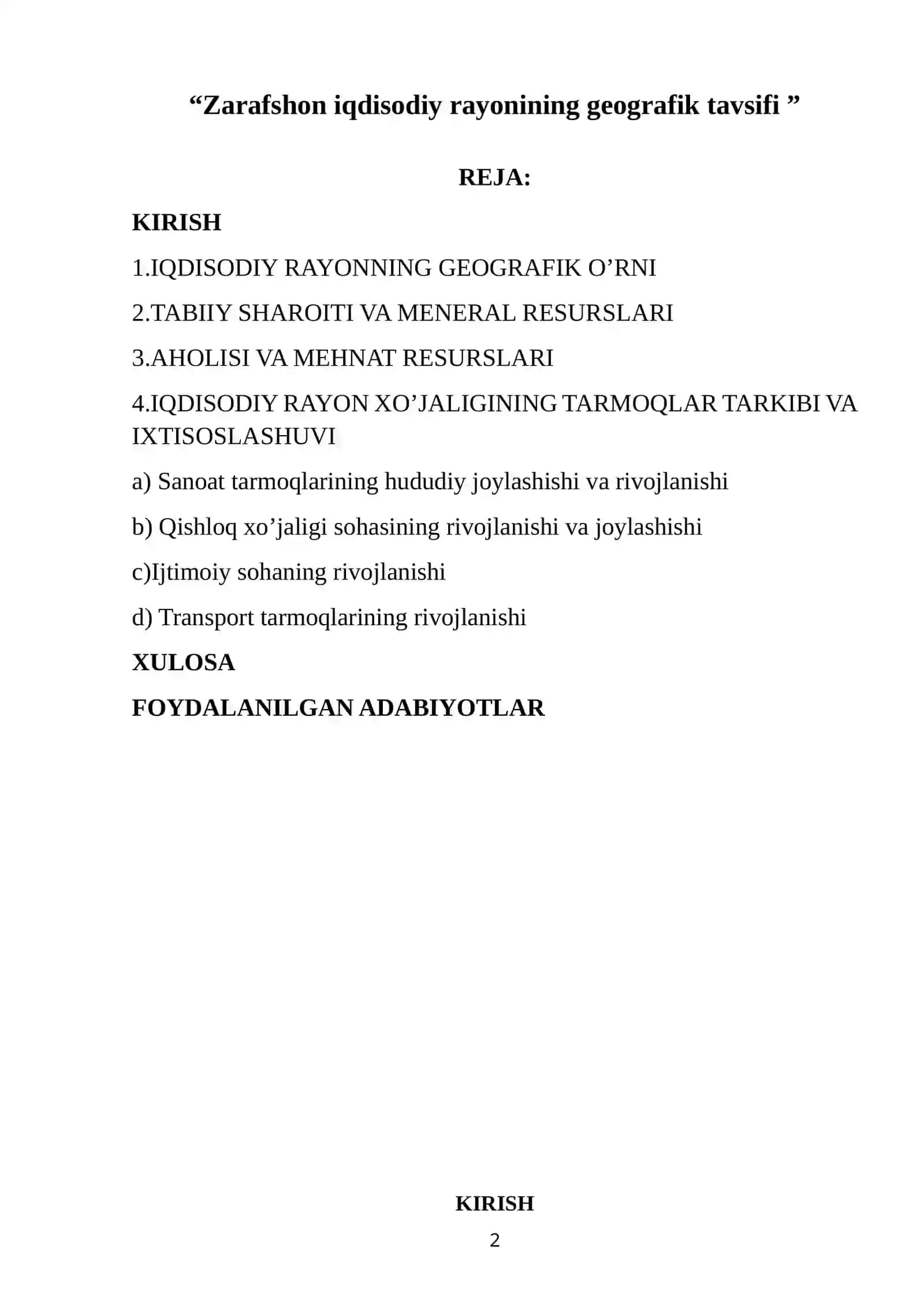 Zarafshon iqdisodiy rayoni geografik tavsifi 2025 2