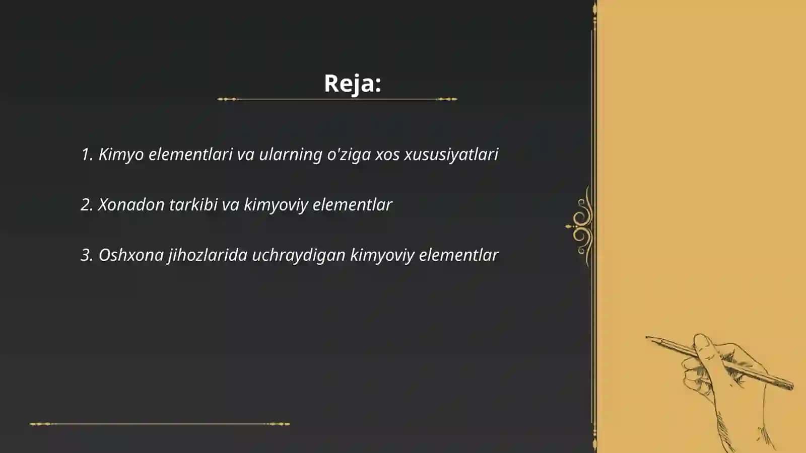 Xonadon tarkibi jihozlari va ularning elementlari 2