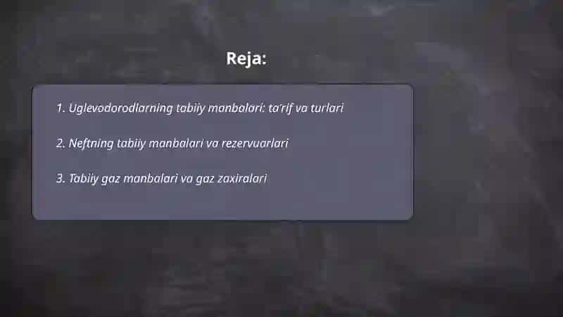 Uglevodorodlarning tabiiy manbalari 2