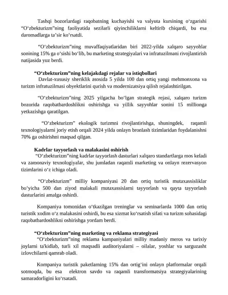 O'zbekturizm Milliy Kompaniyasi 2