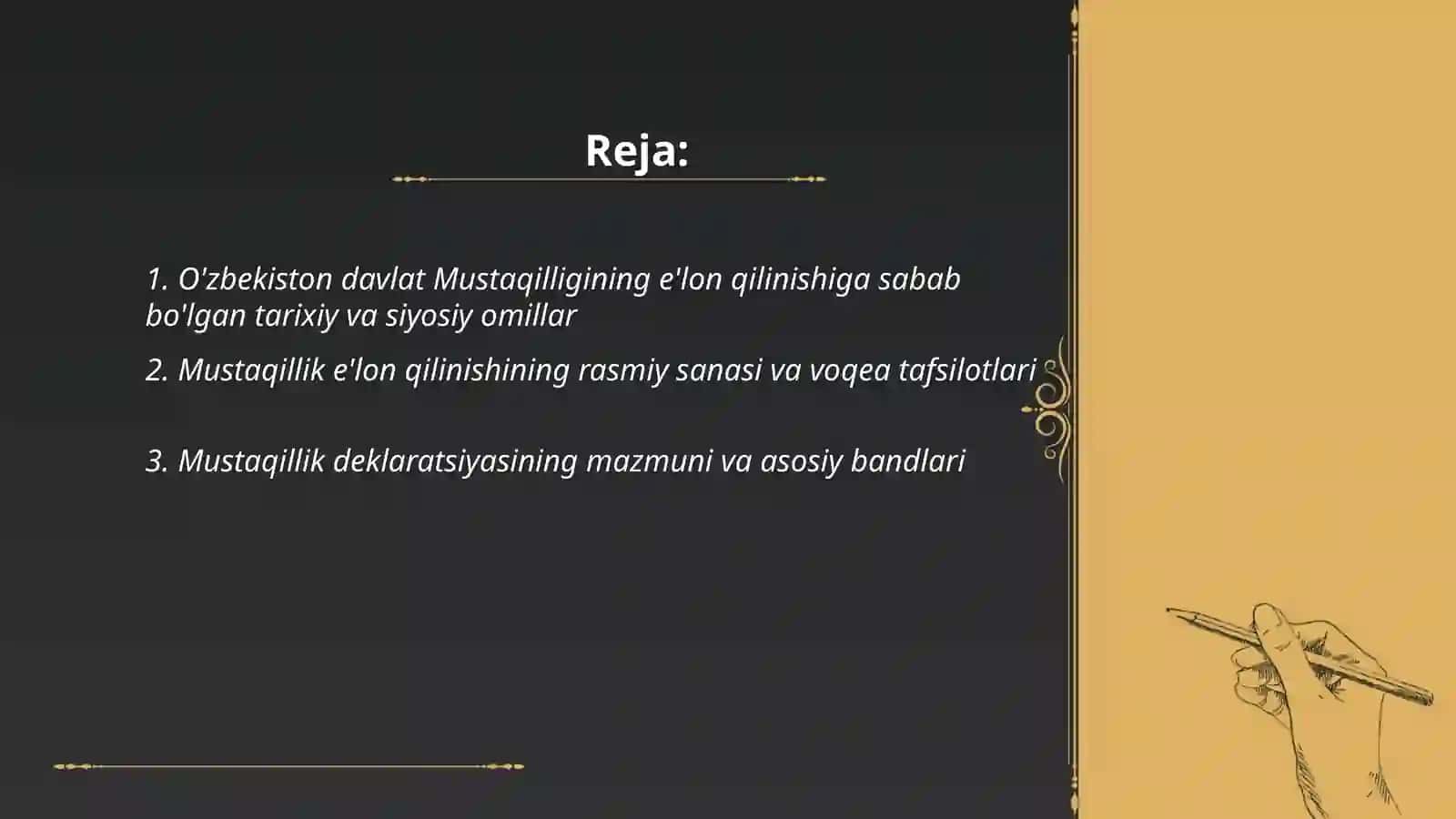 O'zbekiston davlat Mustaqilligining e'lon qilinishi 2