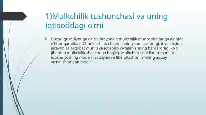 MULKCHILIK SHAKLLARI O’ZGARISHINING YO’LLARI VA USULLARI 2