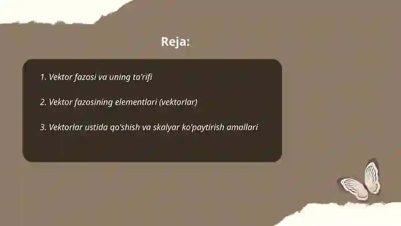 Vektor fazolari va ularning elementlari 2