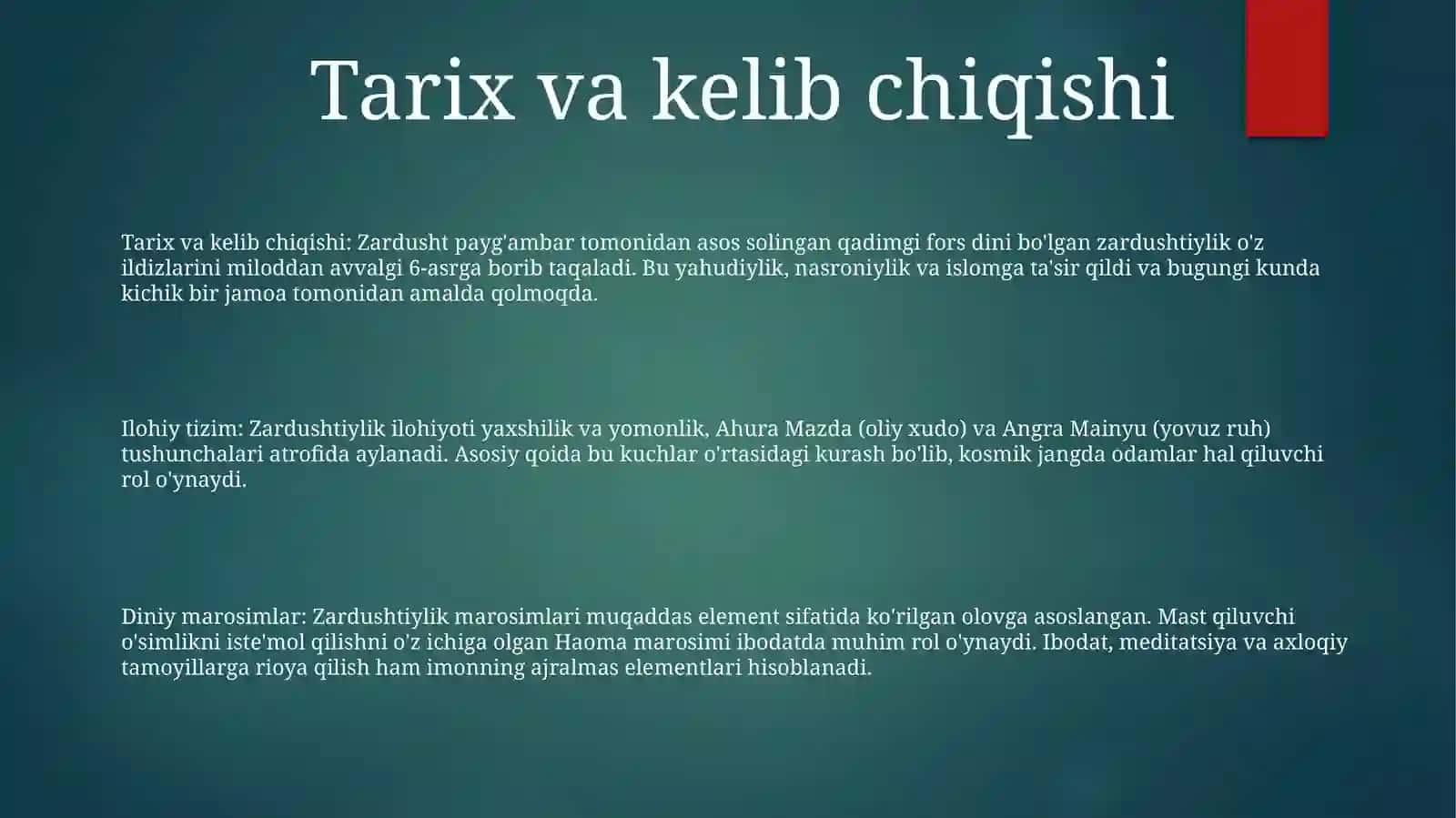 Zardushtiyliknig Teologik Tizimi VaDiniyMarosimlari 2