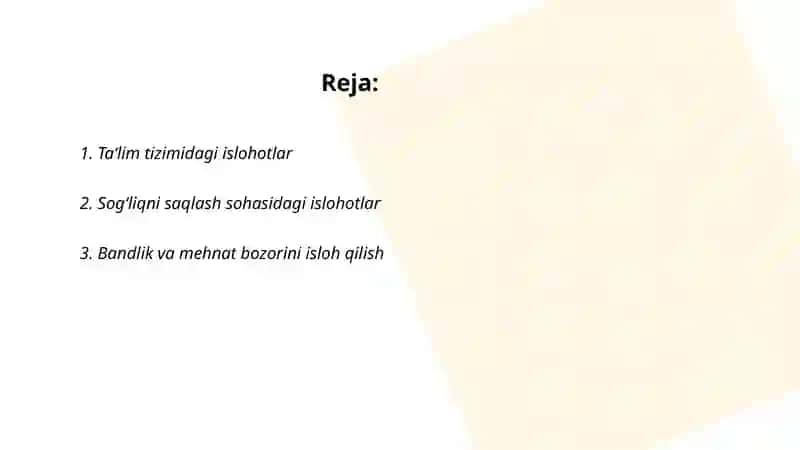 Taʼlim tizimidagi islohotlar 2