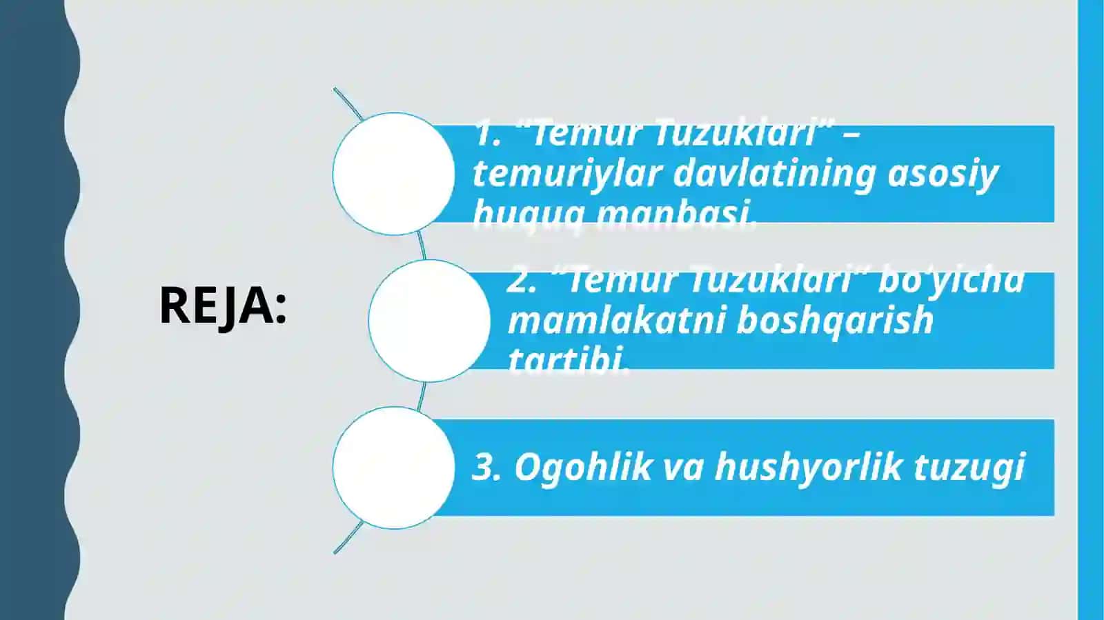 TEMUR TUZUKLARI: OGOHLIK VA HUSHYORLIK TUZUGI 2