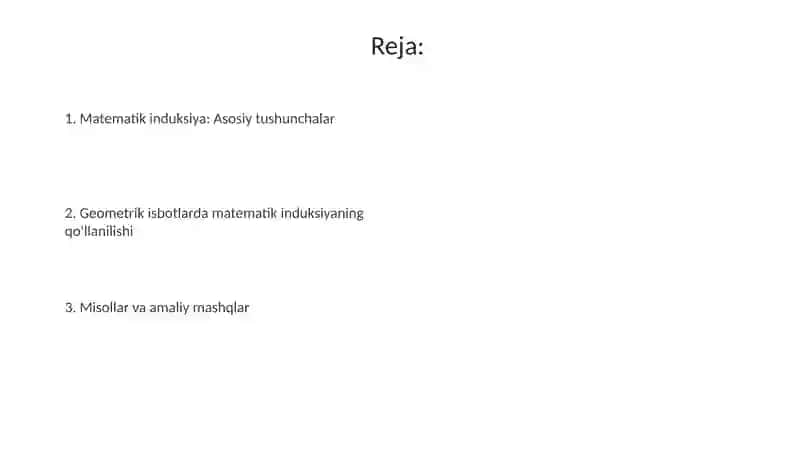 Geometrik isbotlashda matematik induksiyaning tadbiqlari 2