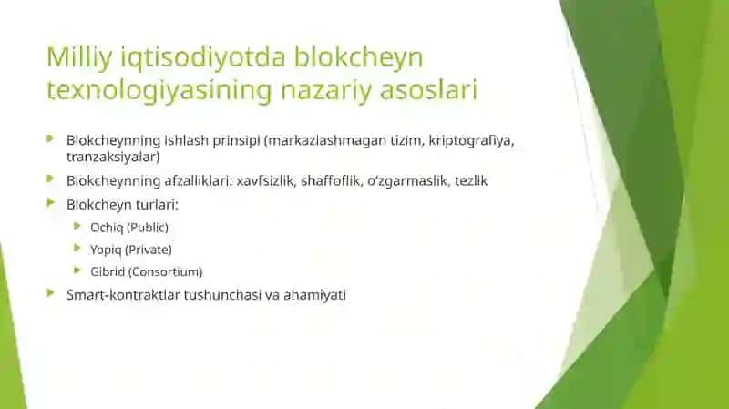Milliy iqtisodiyotni turli sohalarda blokcheyn texnalogiyasidan foydalanish yullari 2