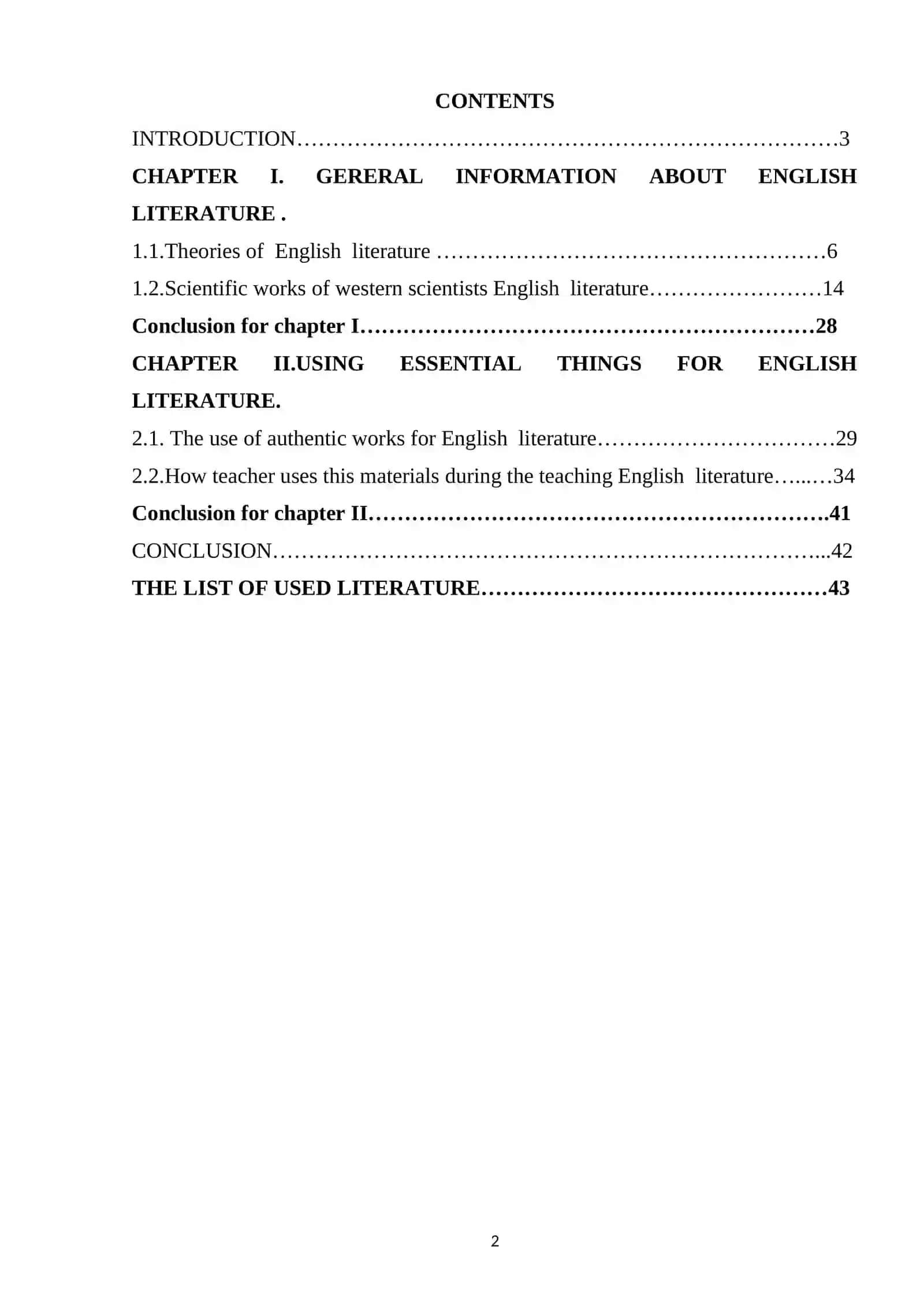 THEME:General information afout English litero ture 2