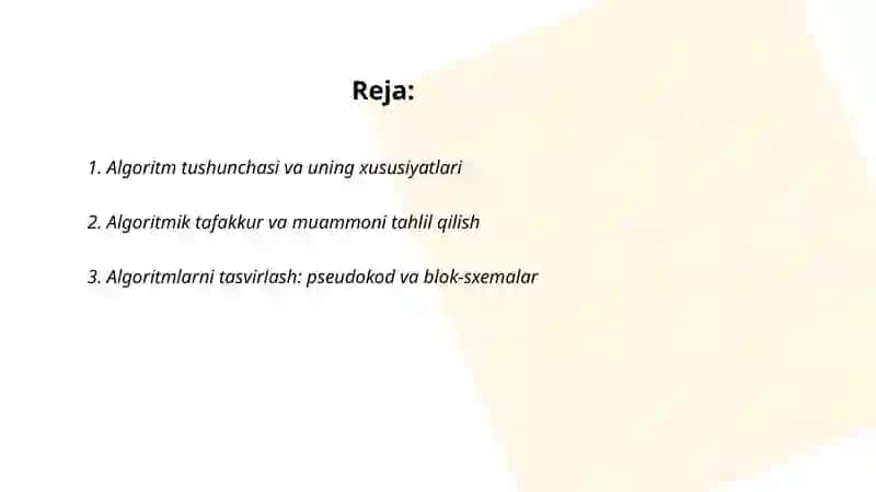 Dasturlash asoslari va algoritmik tafakkur 2