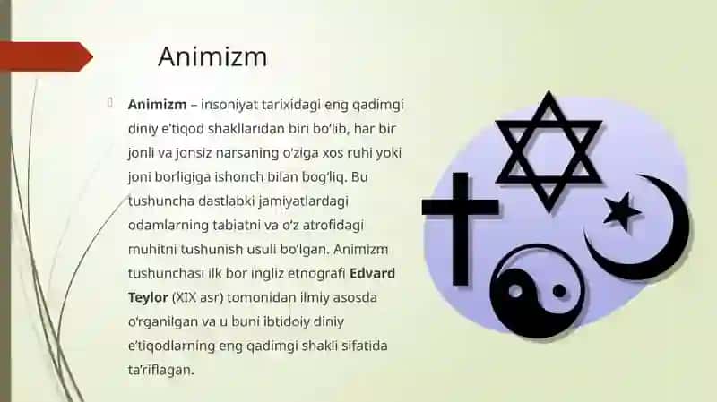 Ibtidoiy dinlar(Animizm, Fetishizm,Totemizm, Shomonizm) 2