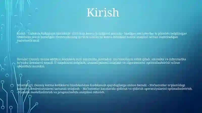 Uzluksiz Balkalarni Hisoblash 2