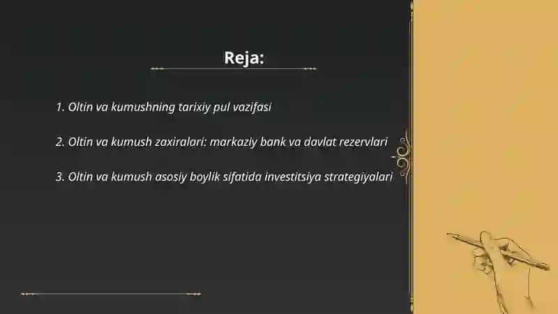 Oltin va Kumush asosiy boylik sifatida 2