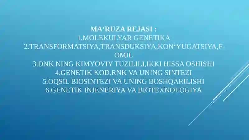 Irsiyatning molekulyar asoslari 2