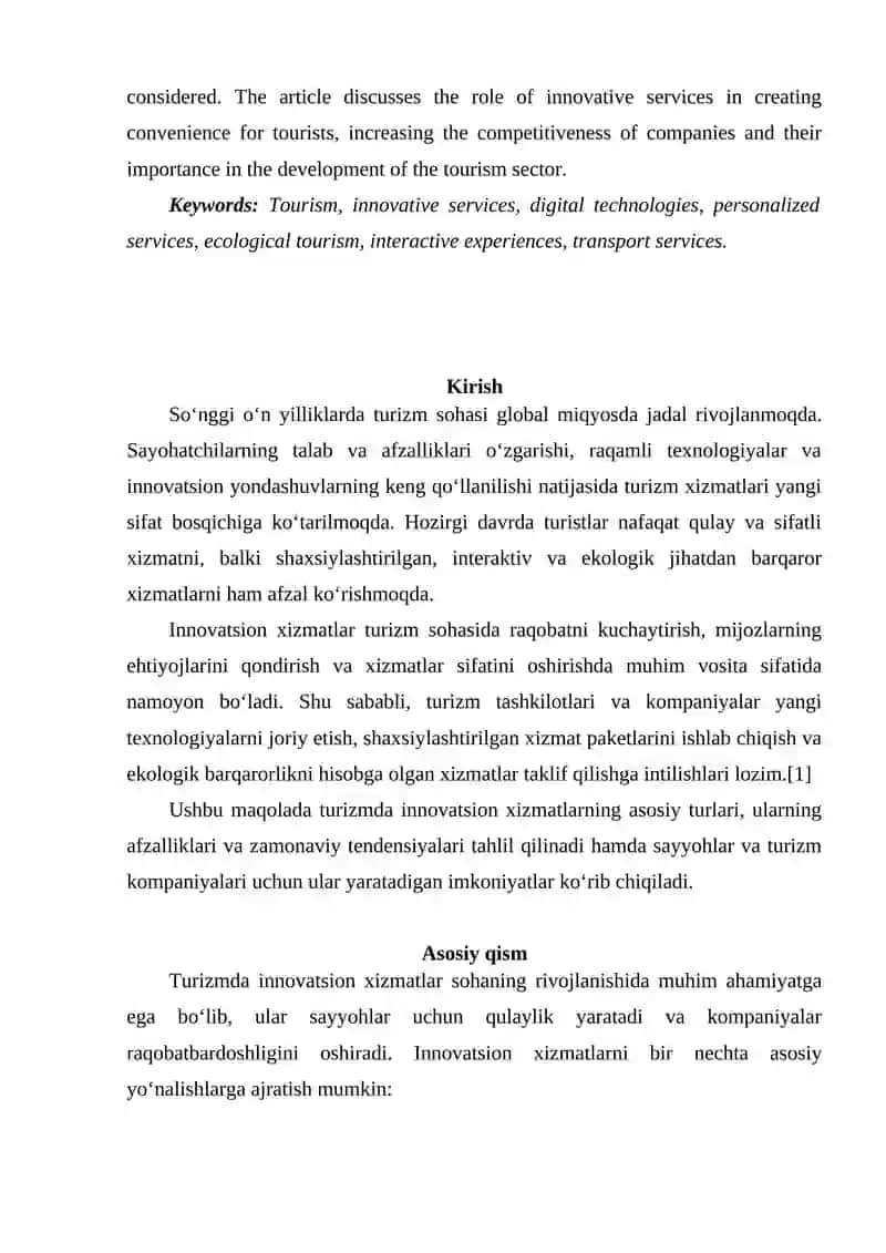 Turizmda Innovatsion Xizmat Turlari 2