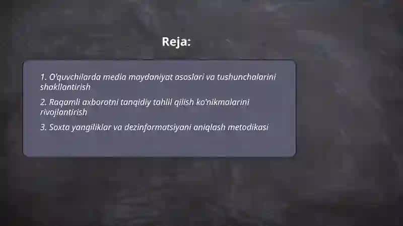 O'quvchilarda media maydaniyatni shakllantirish 2