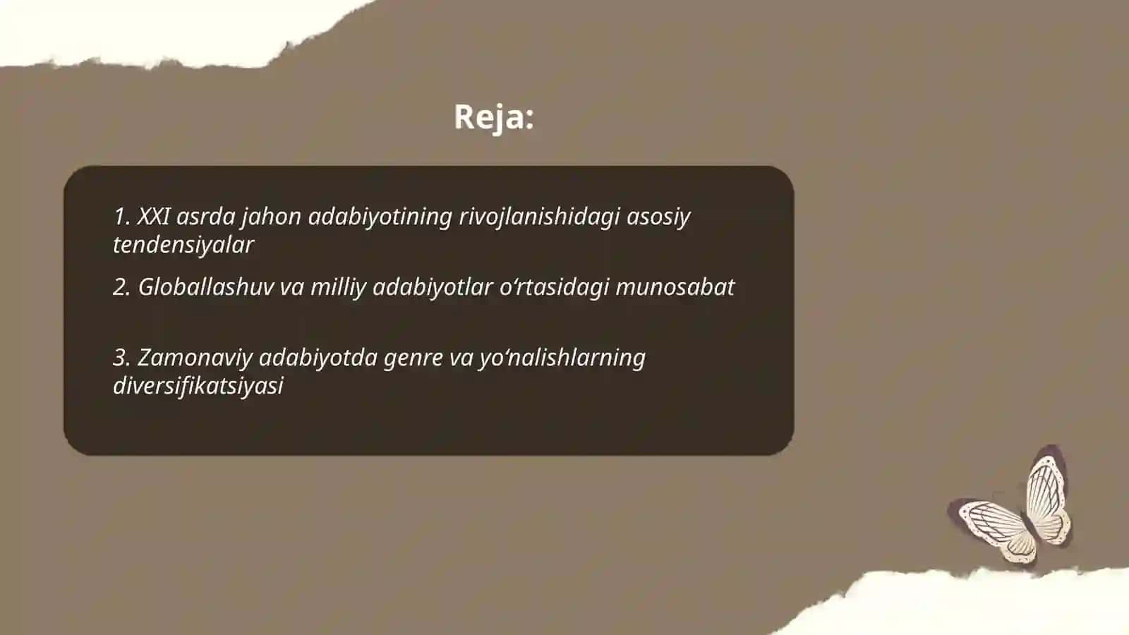 XXI asr jahon adabiyoti muammolari 2