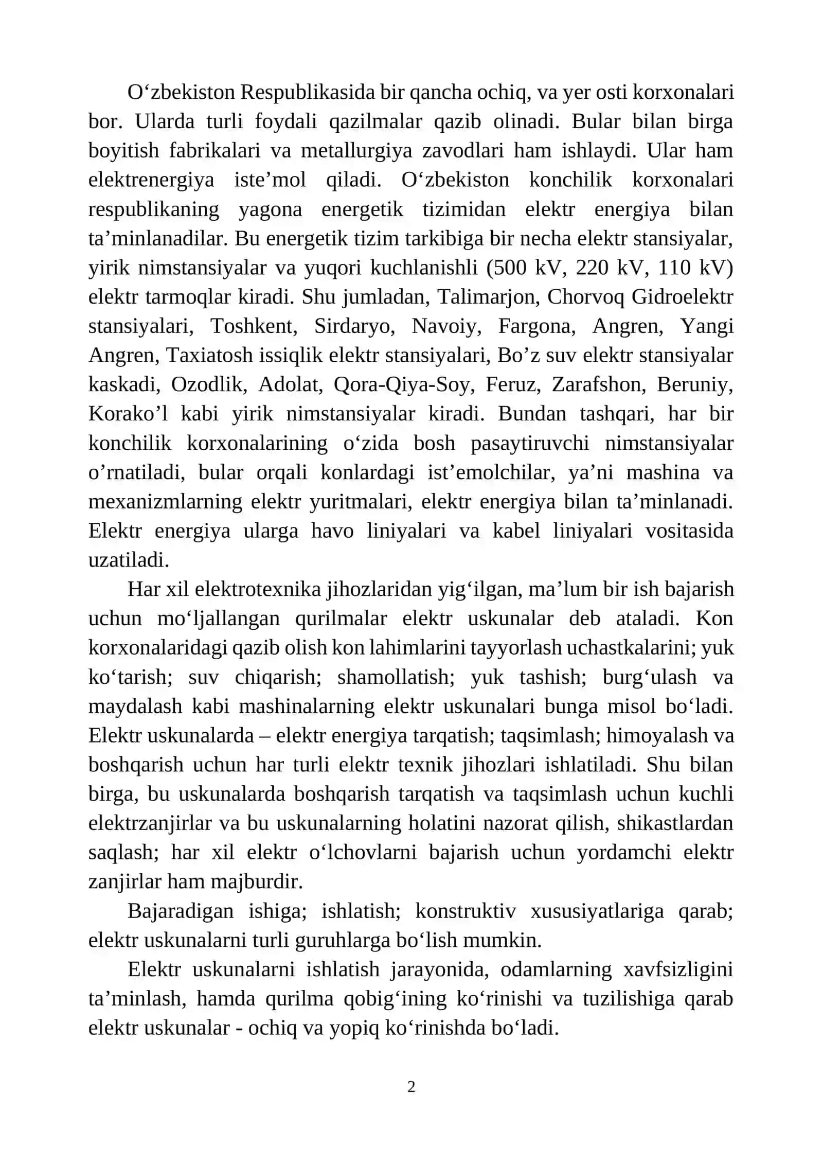Konchilik korxonalarining o'ziga xos jihatlari 2
