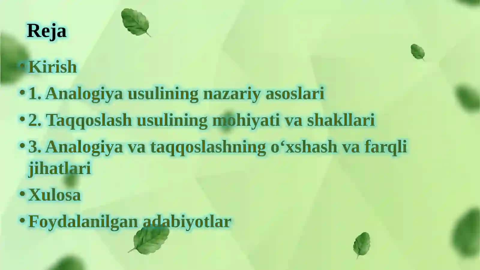 Bilishda analogiya va taqqoslash usullari 2