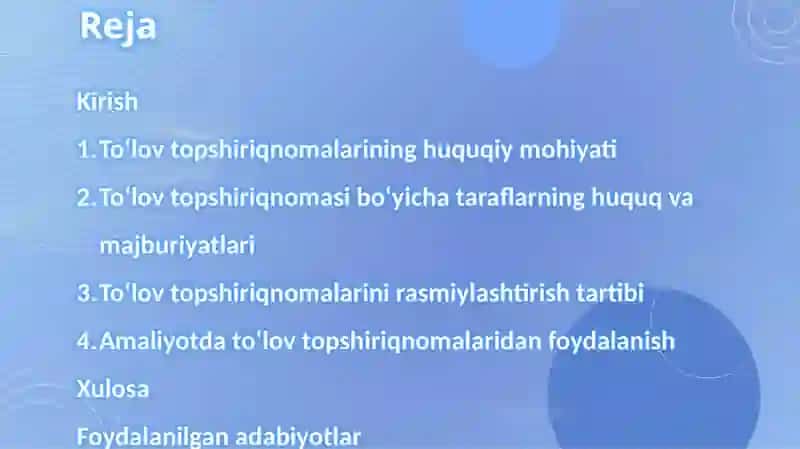 To'lov topshiriqnomalari bilan hisob-kitob qilish 2