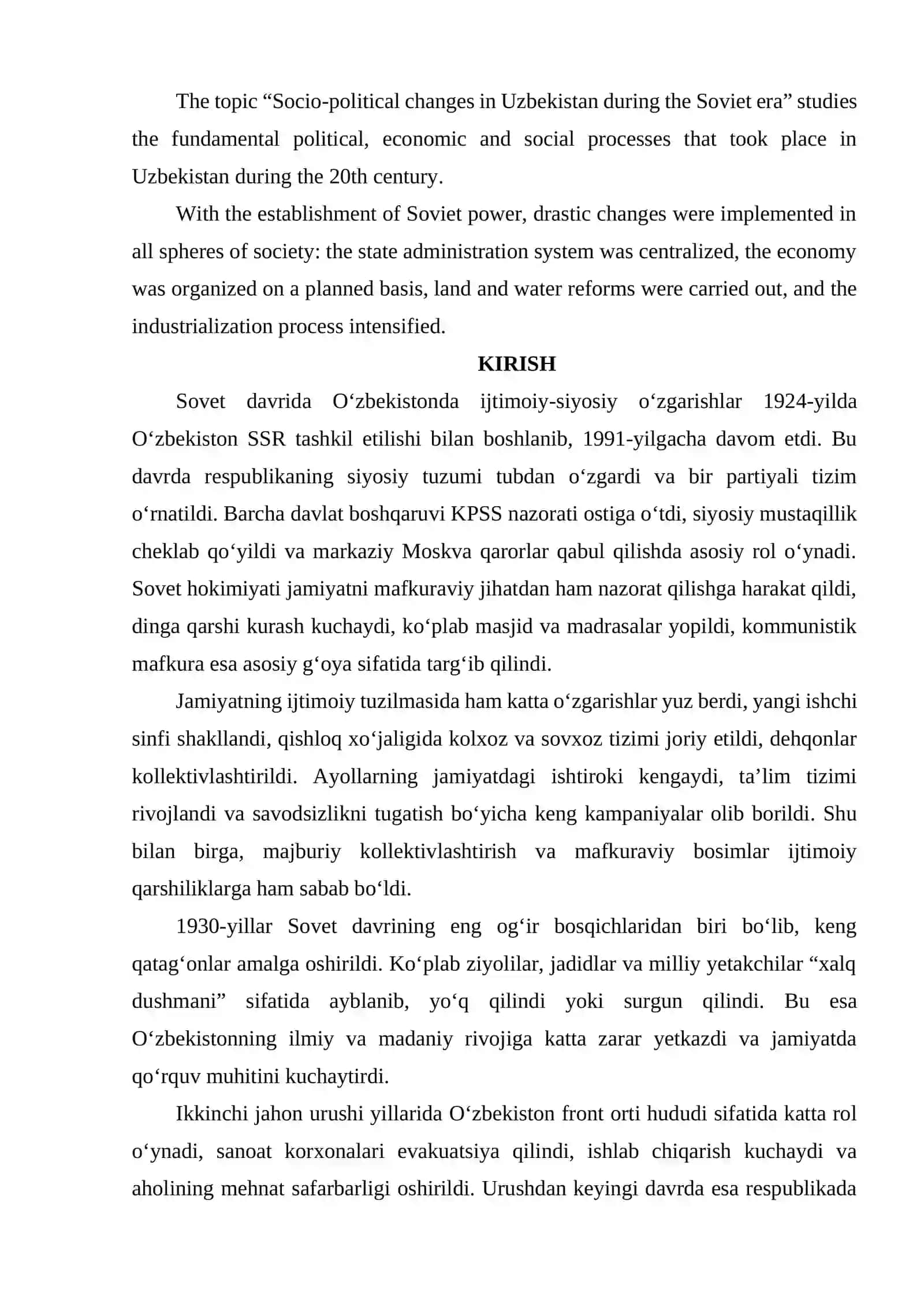 SOVET DAVRIDA O‘ZBEKISTONDA IJTIMOIY-SIYOSIY O‘ZGARISHLAR 2