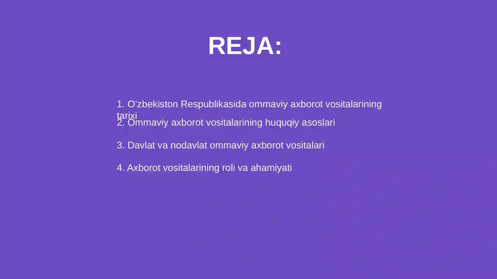 Oʻzbekiston Respublikasida ommaviy axborot vositalarning faoliyati 2