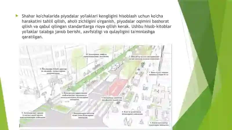 Shahar ko'chalarida piyodalar yo'laklari kengligini hisoblash 2
