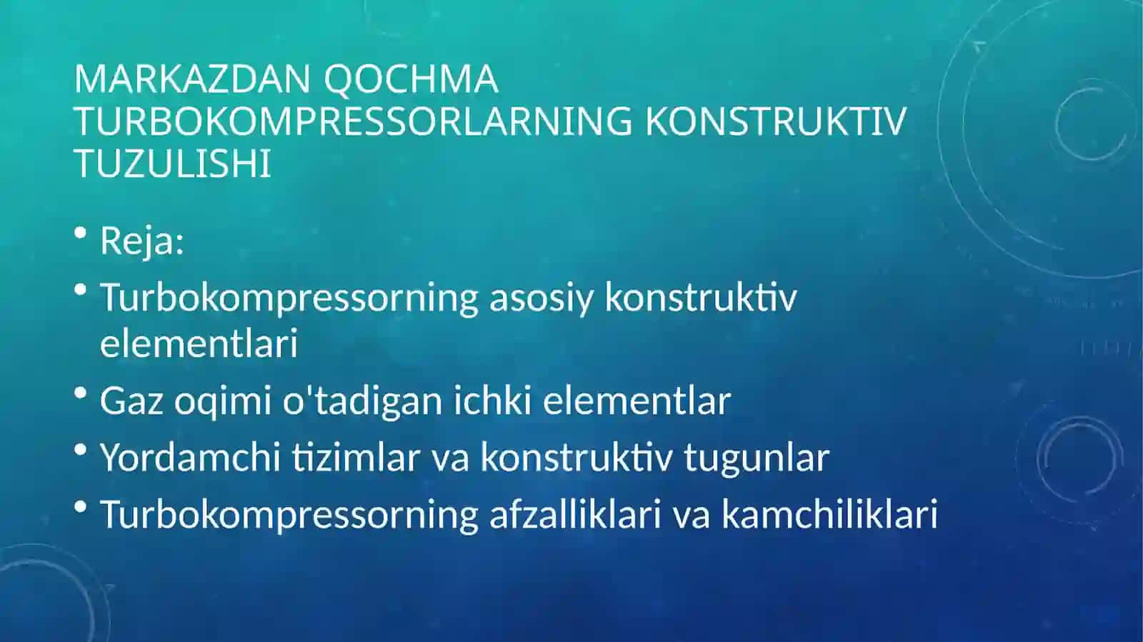 Markazdan qo'chma turbo kompressorlarning konstruktiv tuzilishi 2