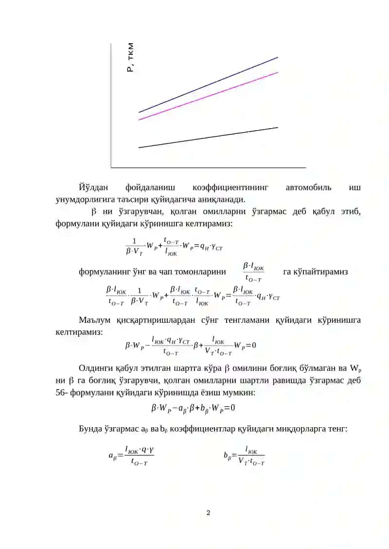 ТРАНСПОРТ ВОСИТАЛАРИНИНГ ИШ УНУМДОРЛИГИ 2