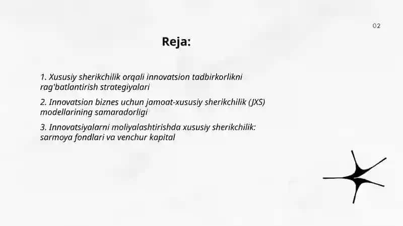 Inavatsion tadbirkorlik va biznes innavatsion iqtisodiyot rivojlanishda xususiy sherikchilik 2