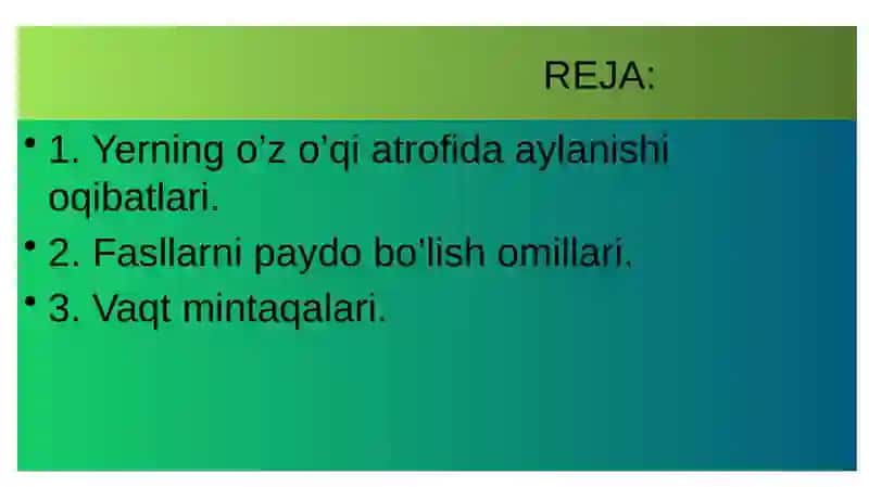 Yerning o’z o’qi atrofida aylanishning geografik oqibatlari 2