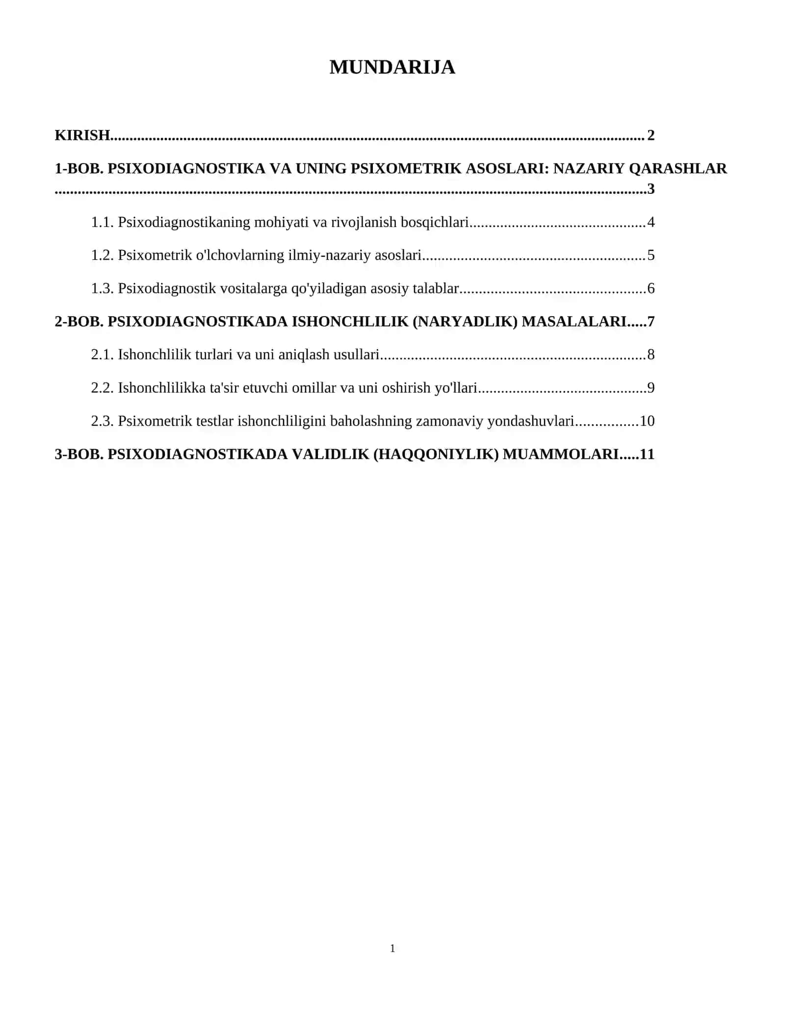 Psixodiagnostikaning psixometrik asoslari:ishonchlilik va validlik 2