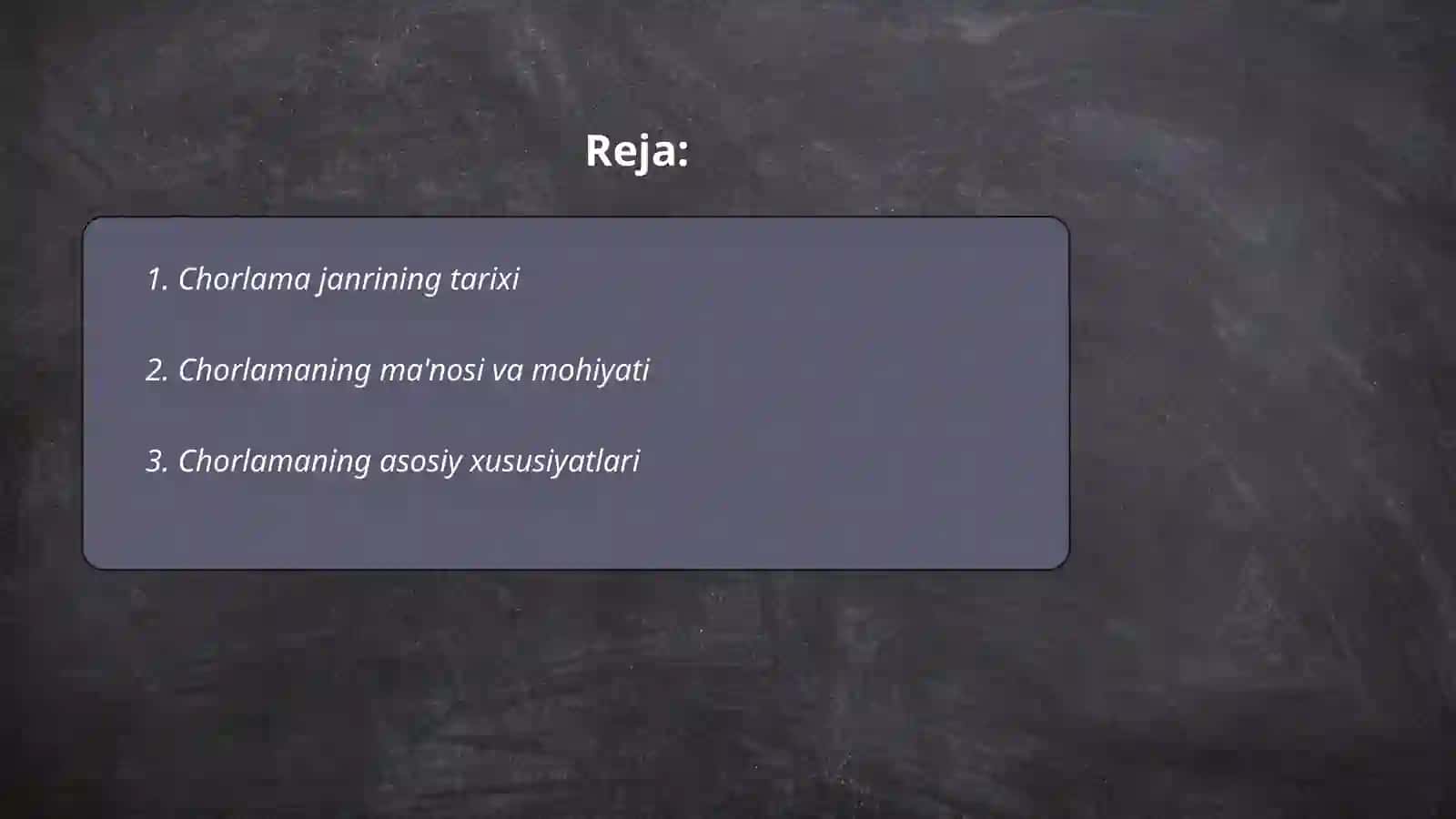 Chorlama janri mohiyati 2