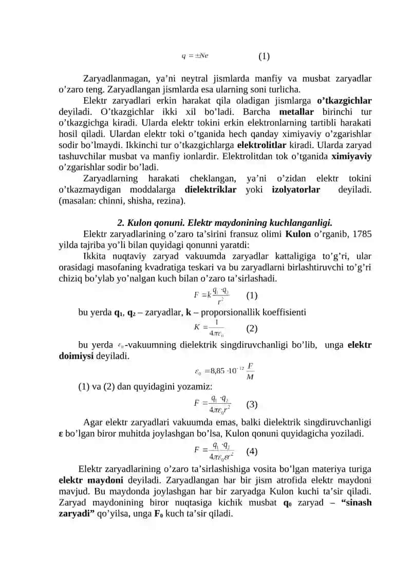 Elektr zaryadi va elektrostatik maydon 2