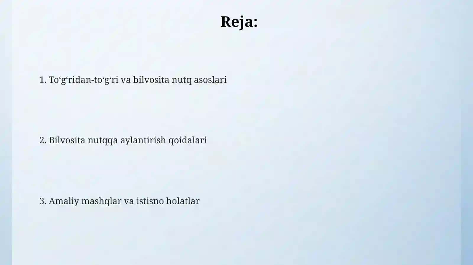 Ko'chirma gap va o'zlashtirma gap 2