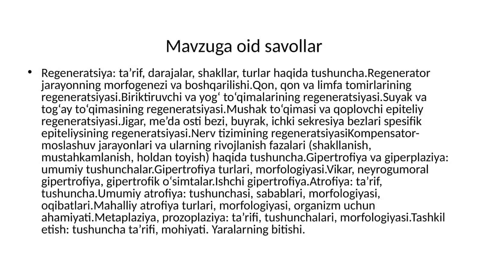 To'qimalarning yangilanishi va tiklanishi 2