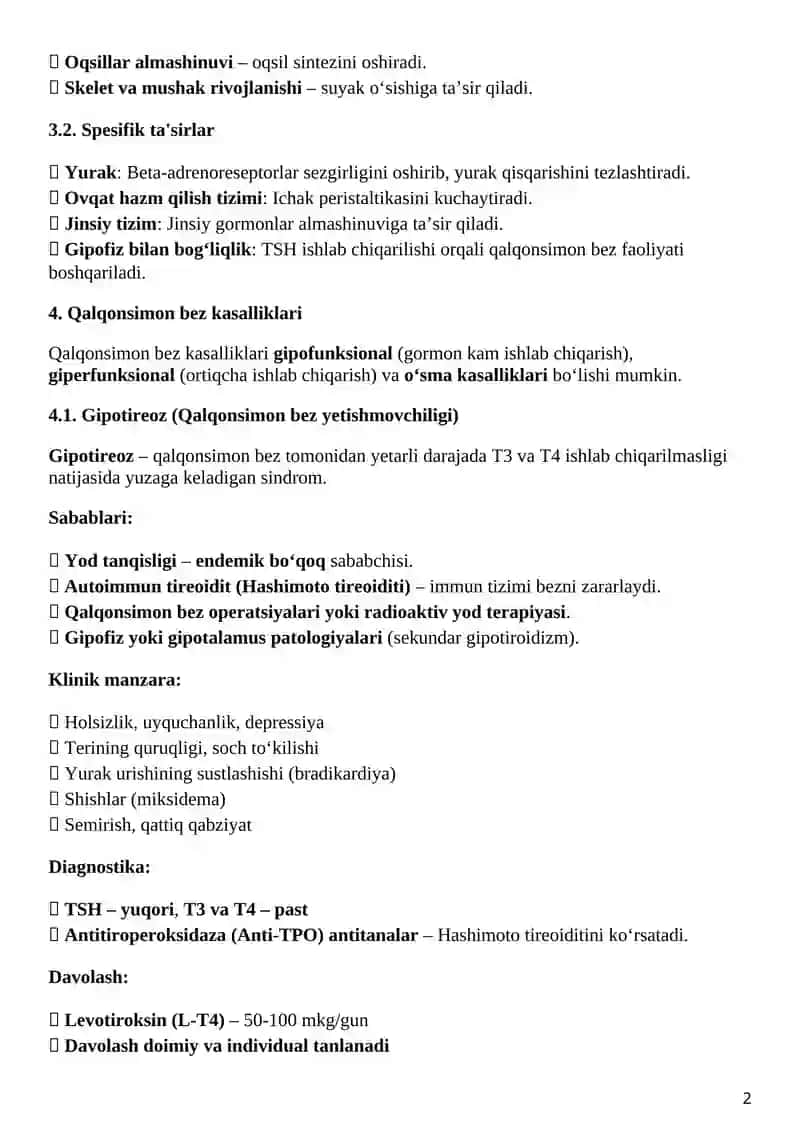 Tireoidd gormonlar sintezi va biologik ta'siri 2