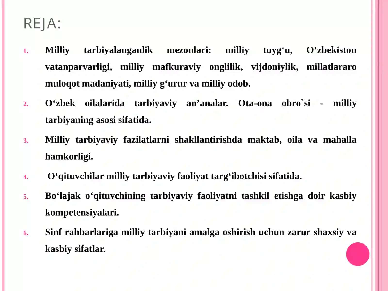 O`QUVCHILARNING MILLIY TARBIYALANGANLIK KO`RSATKICHLARI 2