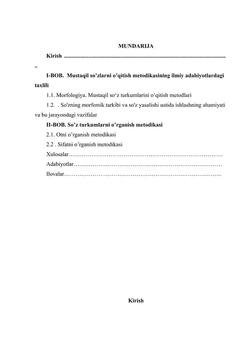 Mustaqil so’zlarni o’qitish metodikasi. 2