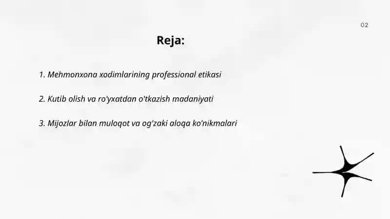 Mehmonxona xodimlarining professional etikasi 2