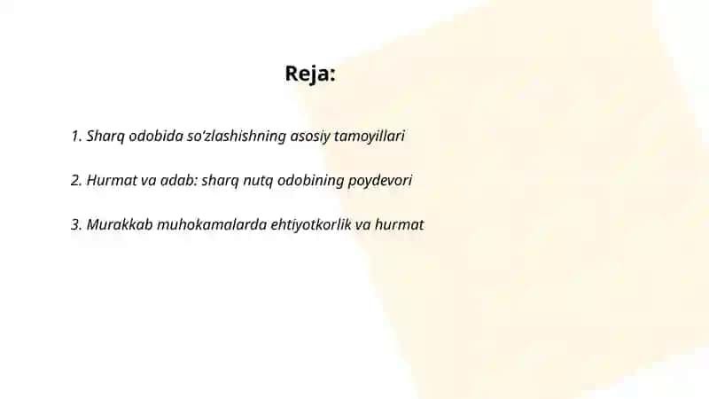 Sharq nutq odobi haqida 2
