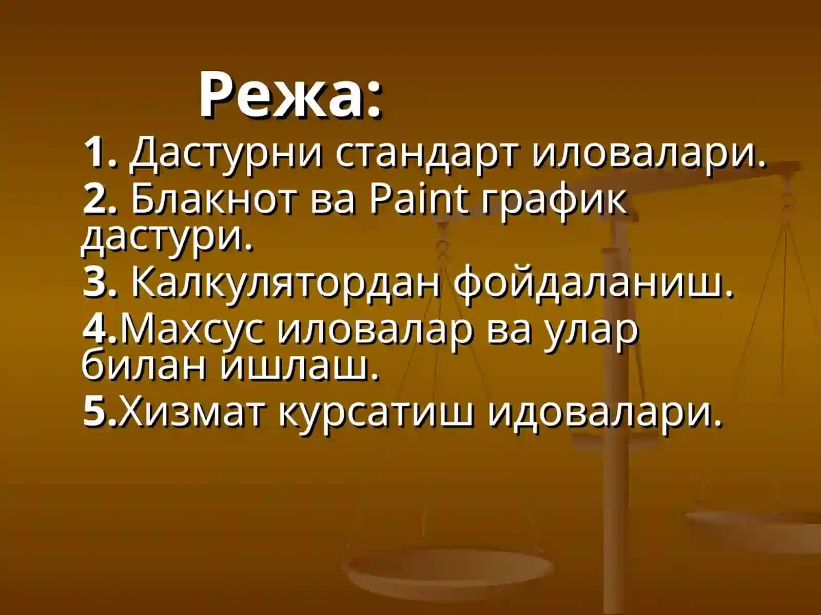 Windows операцион тизими ва стандарт иловалар 2